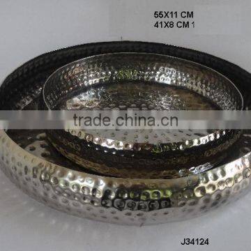 Hammered Aluminium Bowl two Piece set Nickel plated