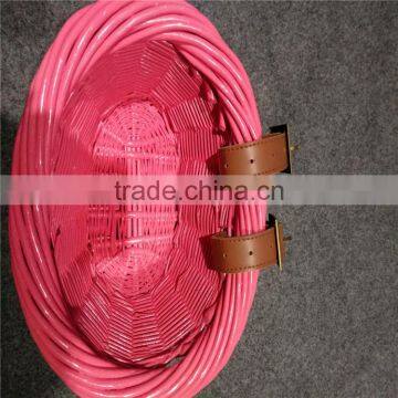 Cheap Round Pink Wicker Bike Basket photo-5