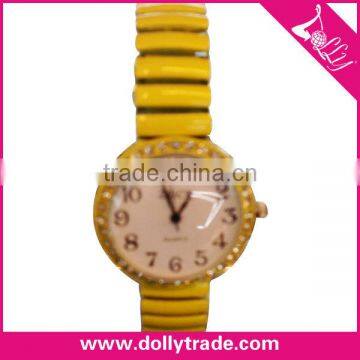 Hot Selling Own Brand Yellow Ladies Elastic Alloy Band Watch