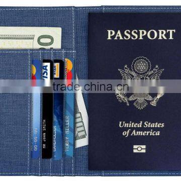 Fabric Passport Holder Wallet Cover Case RFID Blocking Travel Wallet