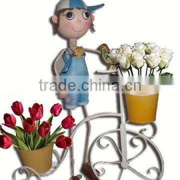 Cute boy iron bicycle home decor