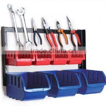 7 bin plastic storage bin rack with Magnetic strip (202718)