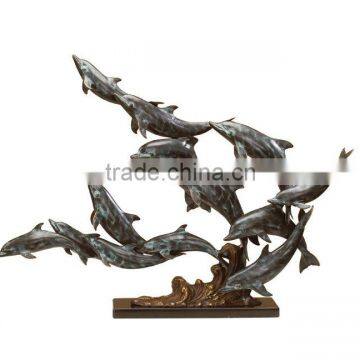 Metal Animal Garden Bronze Dolphin Outdoor Statues for Sale photo-4