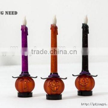 latest artificial acrylic LED candle light pumpkin shape base halloween decorations