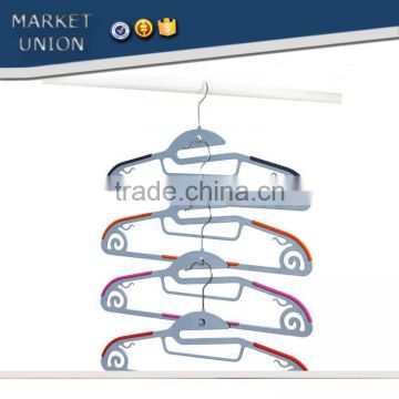 plastic antiskid wet & dry clothes hanger with pulley,ABS,TPE,PP,Chrome plated hook