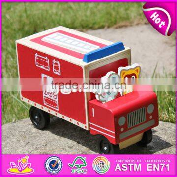 2017 New design cartoon wooden car toys for kids W04A287