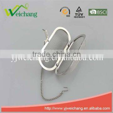 WCE558 Good Quality Hot Sale Stainless Steel Mesh Tea Ball Tea Infuser Tea Strainer Long Oval With Chain photo-2