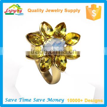 Promotional Adjustable Plastic Main Stone Alloy Material Ring Jewelry