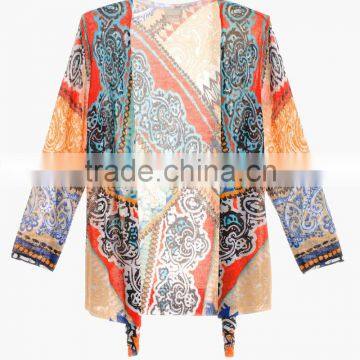 Women's 3/4 Sleeve Printed Front Bowknot Blouse Tops photo-3
