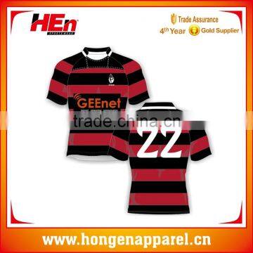 Hongen apparel Player fashion Custom rugby Jerseys sublimation rugby shirt/uniform with your logo