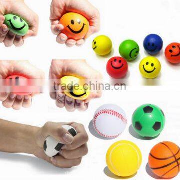 Small emoji face soft foam balls reliever toys popular pu foam ball