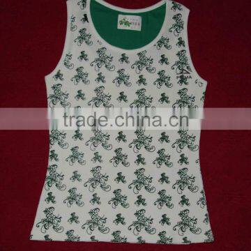 Fashionable high quality allover printed ladies tank top