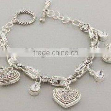 fashion heart charm bracelet, alloy charm bracelet, West style bracelet