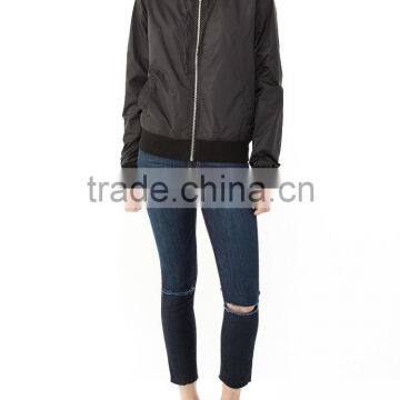 2016 Ladies Cheap Fancy Thin Light Waterproof Shiny Nylon Zipper up Jacket Wholesale photo-4