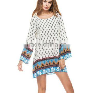 Zm50250b Europe Latest Women Clothes Plus Size Retro Printed Loose Lady Dress photo-3