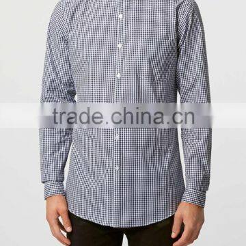 Navy Check Button Down Long Sleeve Smart Shirt photo-2