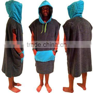 Custom Cotton Plain Adult Hooded Poncho Beach Towel photo-2