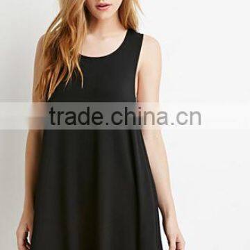 Pure color contracted large pendulum sleeveless dresses