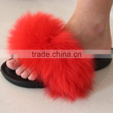 Myfur Factory Price Wholesale Custom Raccoon Fur Lined Sandals Spring Indoor Slipper photo-4