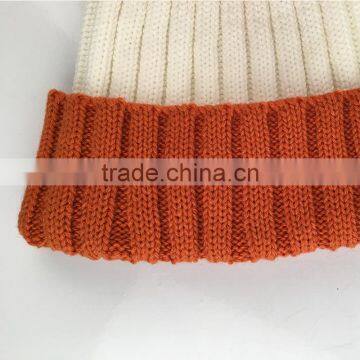Myfur Fashion Women Bi-color Wool Beanie Hat With Real Raccoon Fur Bobble Poms