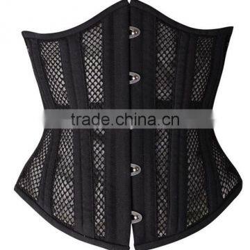 Instyles Black White Mesh 26 Steel Double Boned Waist Corset Steampunk Corselet New