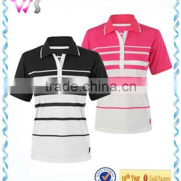 Stripe women golf polo shirt printing