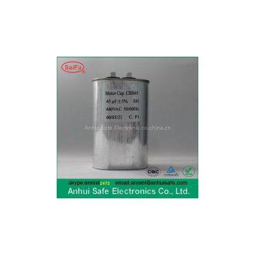 10UF 20UF 30UF 40UF 50UF 60UF aluminum case round type cbb65 air condition 45uf 250v 450VAC capacitor