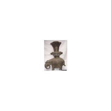 Old Chinese purple Bronze Elephant Zun Vase Statue