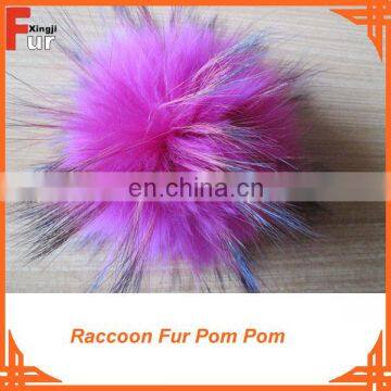 Fluffy colorful real fur raccoon fur pom pom