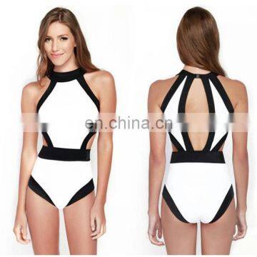 whole sale black & white hollow V back summer bikini classical bikini