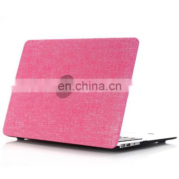 Cloth Texture Hard PC Case for New Macbook 12 inch Rose Red