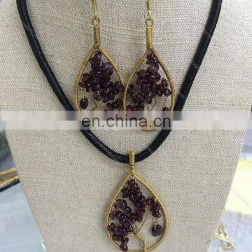 China factory direct sale beautiful design tree of life jewelry sets with Garnet