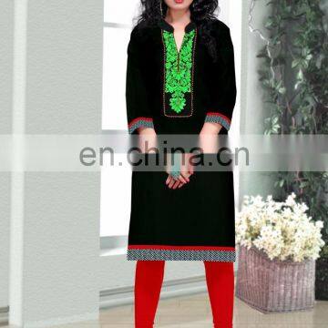 Embroidery neck design pattrn & plain dyed cottontunic kurits for girls