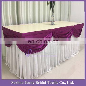 TS094E ice silk fabric gathered table skirts table skirting designs