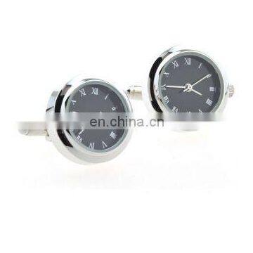 2017 Top Selling Stanless Steel alarm clock Cufflink best price clock movement cufflinks logo engrave available watch movement