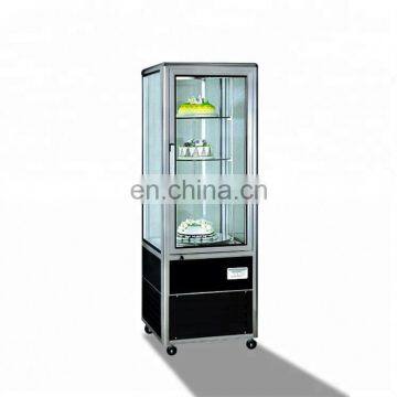 4 Side 2 Door Glass Vertical Rotary Cake Chocolate Refrigerator Display