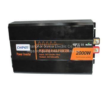 CHGAOY Pure Sine Wave Solar Power Inverter 2000W 12V DC to 120V±5% AC 60HZ Converter Off Grid With LCD Display