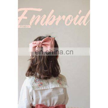 6688/Hot Selling Kids Shirts Flower Embroidery Designs Long Sleeve Baby Girls Fashion Casual Top