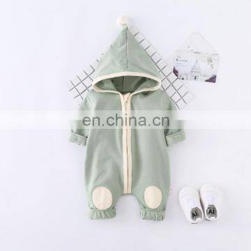 Wholesale Long Sleeve Solid Color Zipper Hoodie Autumn Winter Baby Romper photo-4