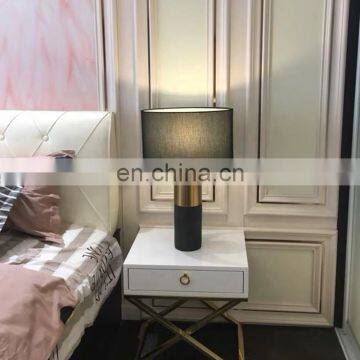 2020 Black Gold Fabric Bedside Table Lamp Luxury Marble Led Reading Lamp photo-2