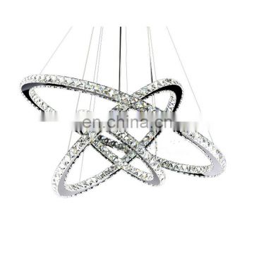 Modern luxury crystal 3 circles LED chandelier light for living room