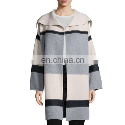 Wing Collar Women Winter Cashmere Long Coat