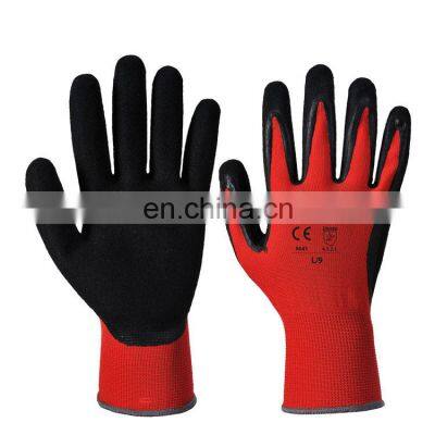 Nylon Knitted Black Sandy Finish Nitrile Gloves Arbeits Handschuhe Guantes de Nitrilo Sandy Nitrile Coated Work Safety Gloves