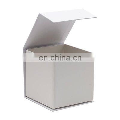 Custom White Small Cube Shape Magnetic Tealight Candle Retail Rigid Gift Box With Ribbon photo-2