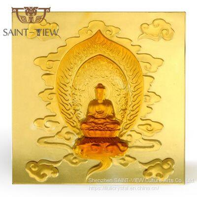 Crystal Glass Liuli Buddha Statues Wall Decor tiles for Architecture Customize