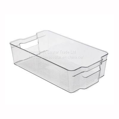Kitchen Clear Plastic Stackable Storage Bins Refrigerator, Freezer, Pantry & Clothes Organization Container With Carrying Handles photo-4
