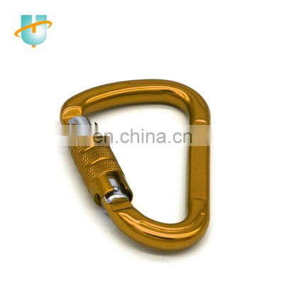 Aluminum gold black carabiner hook 25kn custom LOGO rescuing mountain/rock climbing twist locking snap karabiner