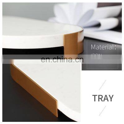 Wholesale Modern Hotel Wedding Interior Round White Luxury Nordic Iron Decor Marble Tray