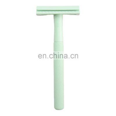 Natural Shaving Customized Green Double Edge Womens Safety Shave Razors For Gift