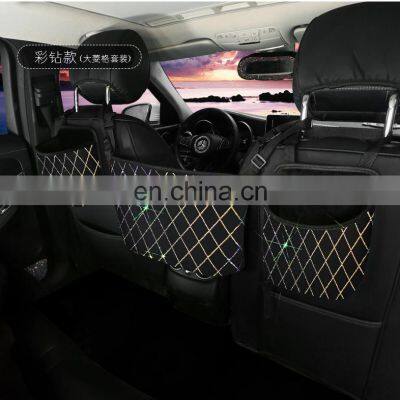 Universal Car Rhinestone Storage Bag Auto Organizer Crystal Leather Car Seat Gap Filler Organizer Car Decor Accessories